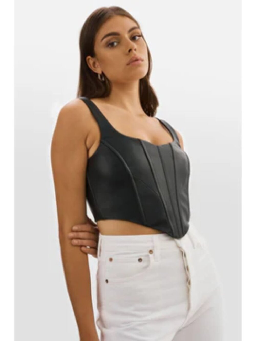 Lamarque Leather Corset Top = new without tag  Size M